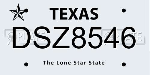 DSZ8546 Texas License Plate