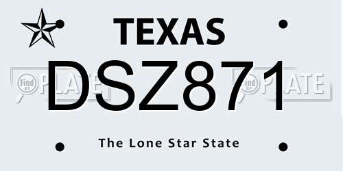 DSZ871 Texas License Plate