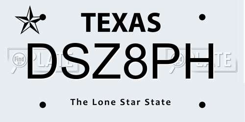 DSZ8PH Texas License Plate
