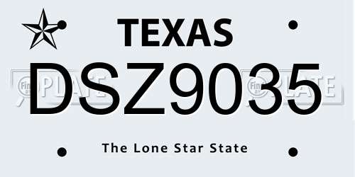 DSZ9035 Texas License Plate