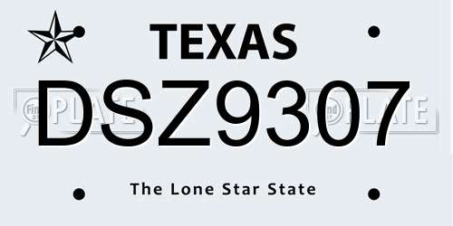 DSZ9307 Texas License Plate