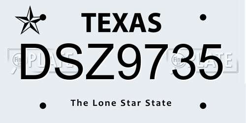 DSZ9735 Texas License Plate