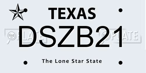DSZB21 Texas License Plate
