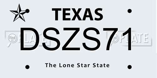 DSZS71 Texas License Plate