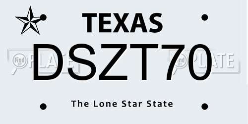 DSZT70 Texas License Plate