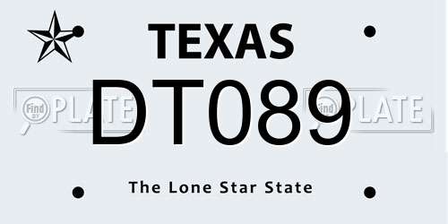 DT089 Texas License Plate