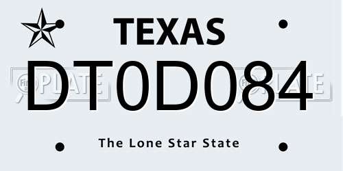 DT0D084 Texas License Plate