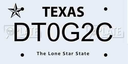 DT0G2C Texas License Plate