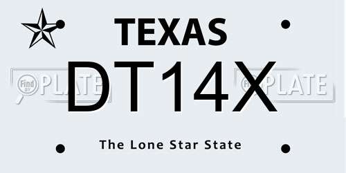 DT14X Texas License Plate