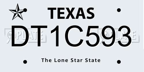 DT1C593 Texas License Plate