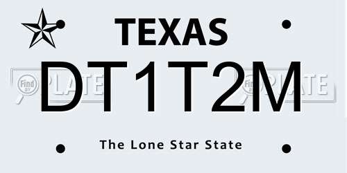 DT1T2M Texas License Plate