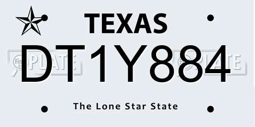 DT1Y884 Texas License Plate