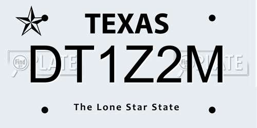 DT1Z2M Texas License Plate