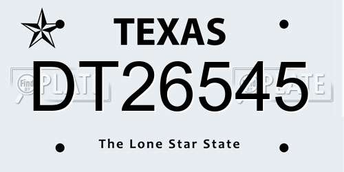 DT26545 Texas License Plate