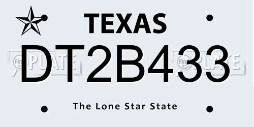 DT2B433 Texas License Plate