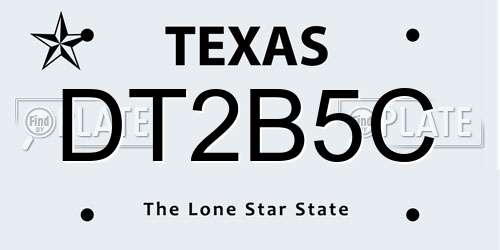 DT2B5C Texas License Plate