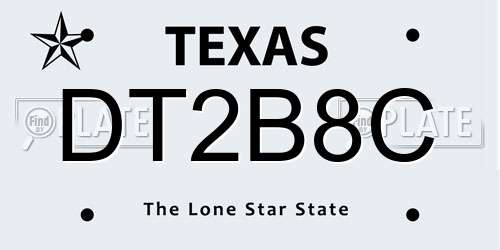 DT2B8C Texas License Plate