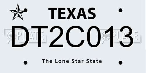 DT2C013 Texas License Plate