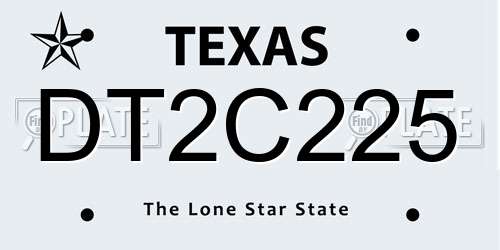 DT2C225 Texas License Plate