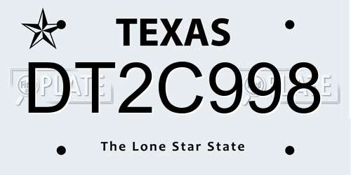 DT2C998 Texas License Plate