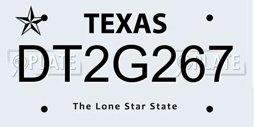 DT2G267 Texas License Plate