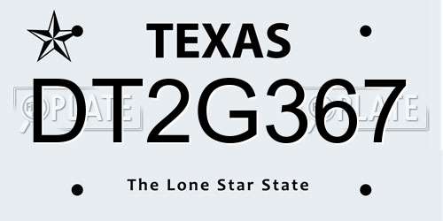 DT2G367 Texas License Plate