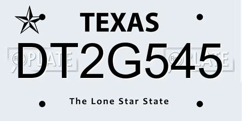 DT2G545 Texas License Plate