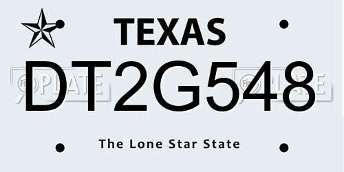 DT2G548 Texas License Plate