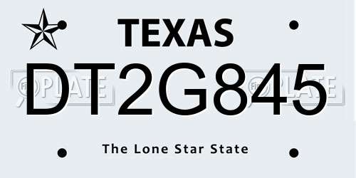 DT2G845 Texas License Plate