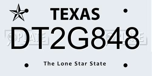 DT2G848 Texas License Plate