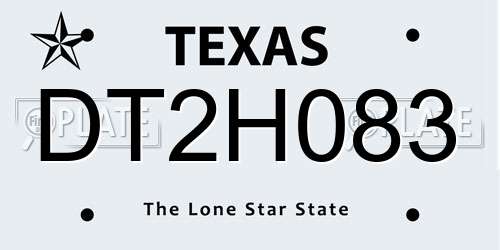 DT2H083 Texas License Plate