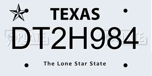 DT2H984 Texas License Plate