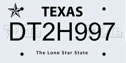 DT2H997 Texas License Plate