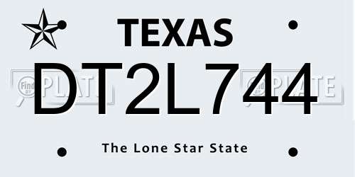 DT2L744 Texas License Plate