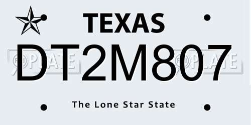 DT2M807 Texas License Plate