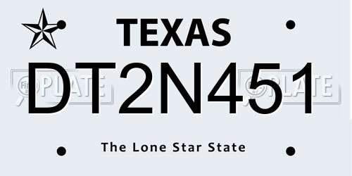 DT2N451 Texas License Plate