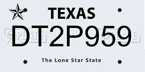 DT2P959 Texas License Plate