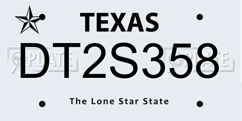 DT2S358 Texas License Plate