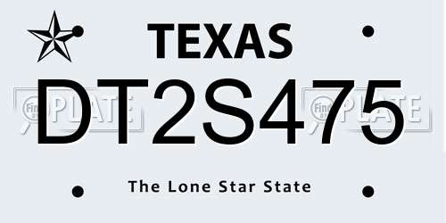 DT2S475 Texas License Plate