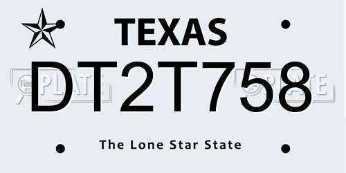 DT2T758 Texas License Plate