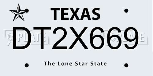 DT2X669 Texas License Plate