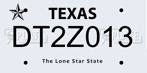 DT2Z013 Texas License Plate