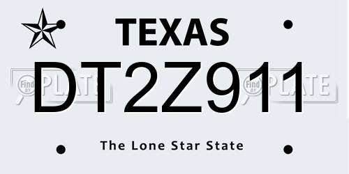 DT2Z911 Texas License Plate