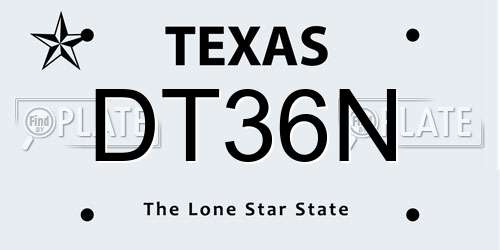 DT36N Texas License Plate