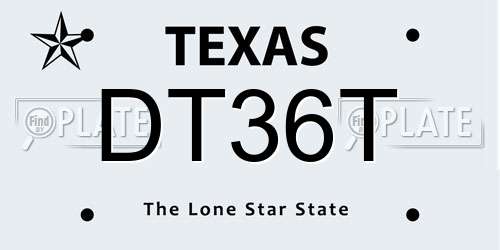 DT36T Texas License Plate