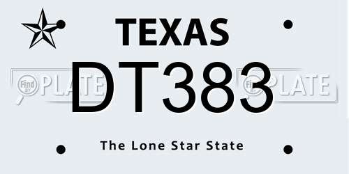 DT383 Texas License Plate