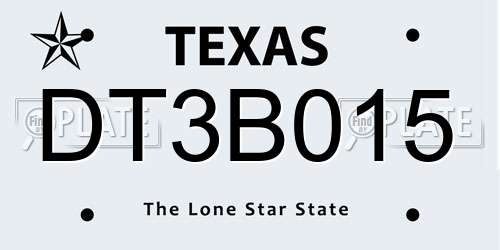 DT3B015 Texas License Plate