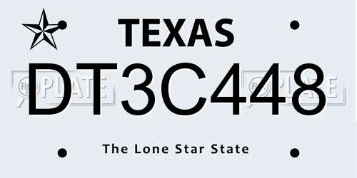 DT3C448 Texas License Plate