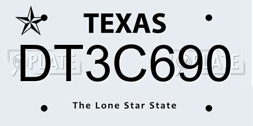 DT3C690 Texas License Plate