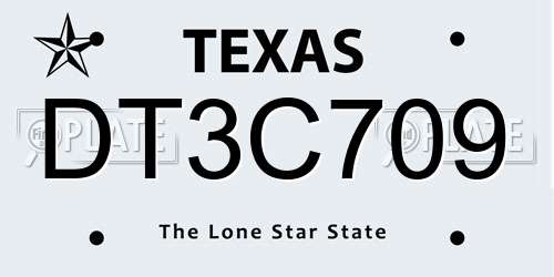 DT3C709 Texas License Plate